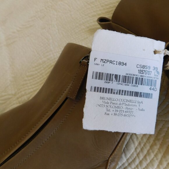 New Brunello Cucinelli monili heel Chelsea boot tan leather ankle booties 39 NWT - Picture 12 of 16